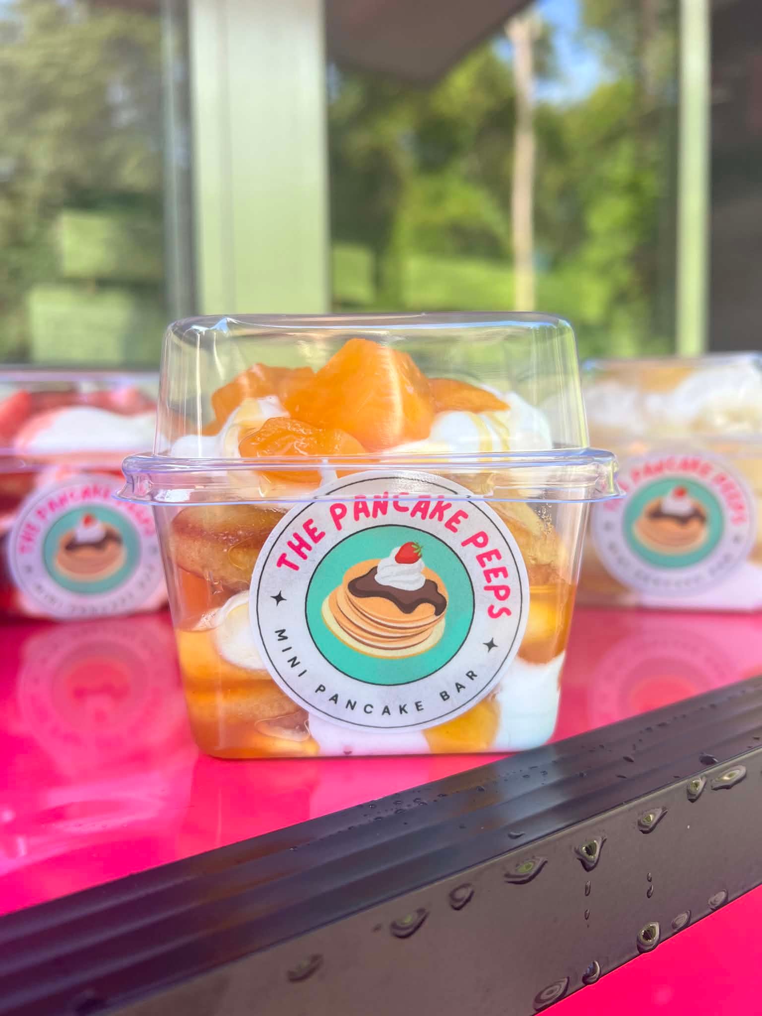 Peach pancake shortcake cup
